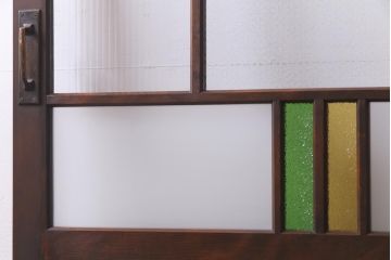 アンティーク建具　当店オリジナルガラス・当時物色ガラス入り　レトロなディスプレイとしてもおすすめのガラスドア(建具、扉、ガラス戸)(R-038370)