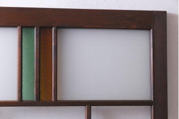 アンティーク建具　当店オリジナルガラス・当時物色ガラス入り　レトロなディスプレイとしてもおすすめのガラスドア(建具、扉、ガラス戸)(R-038370)