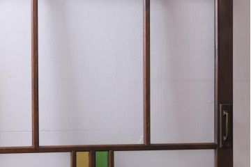 アンティーク建具　当店オリジナルガラス・当時物色ガラス入り　レトロなディスプレイとしてもおすすめのガラスドア(建具、扉、ガラス戸)(R-038370)