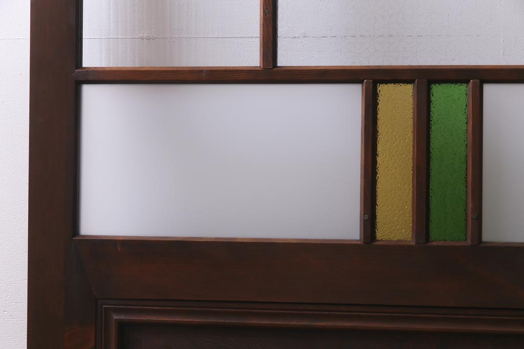 アンティーク建具　当店オリジナルガラス・当時物色ガラス入り　レトロなディスプレイとしてもおすすめのガラスドア(建具、扉、ガラス戸)(R-038370)