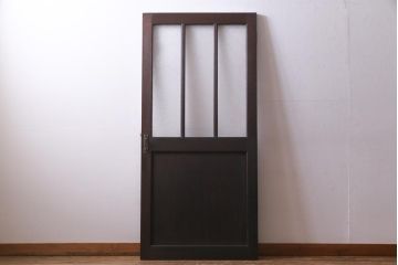 アンティーク建具　和製アンティーク　昭和初期　結霜ガラス・ダイヤガラス　背が低めのレトロなドア(扉、開き戸)(R-038371)