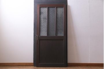 アンティーク建具　和製アンティーク　昭和初期　結霜ガラス・ダイヤガラス　背が低めのレトロなドア(扉、開き戸)(R-038371)