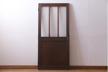 アンティーク建具　和製アンティーク　昭和初期　結霜ガラス・ダイヤガラス　背が低めのレトロなドア(扉、開き戸)(R-038371)