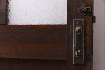 アンティーク建具　和製アンティーク　昭和初期　結霜ガラス・ダイヤガラス　背が低めのレトロなドア(扉、開き戸)(R-038371)