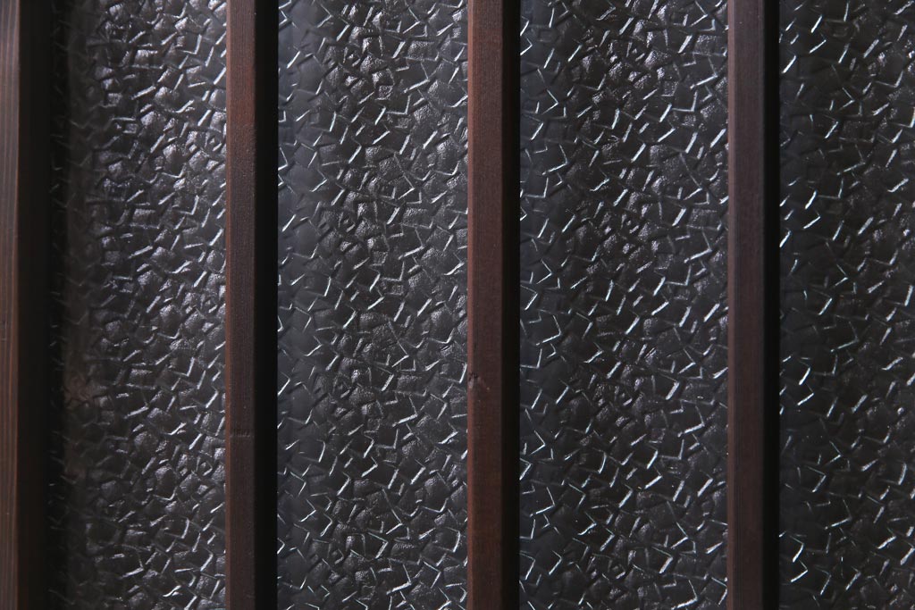 レトロ建具　すりガラス入り　和モダンな雰囲気漂うガラス戸2枚セット(引き戸、建具)(R-038372)