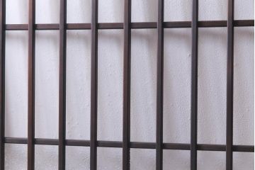 レトロ建具　すりガラス入り　和モダンな雰囲気漂うガラス戸2枚セット(引き戸、建具)(R-038372)