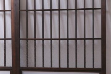 レトロ建具　すりガラス入り　和モダンな雰囲気漂うガラス戸2枚セット(引き戸、建具)(R-038372)