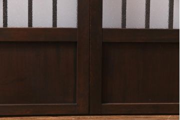 レトロ建具　すりガラス入り　和モダンな雰囲気漂うガラス戸2枚セット(引き戸、建具)(R-038372)