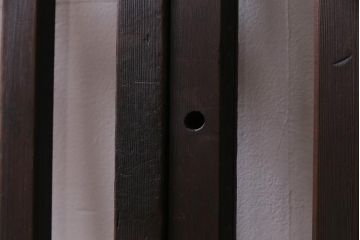 アンティーク建具　和製アンティーク　昭和初期　和モダンスタイルにおすすめのガラス格子戸2枚セット(引き戸、建具)(R-038373)