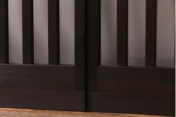 アンティーク建具　和製アンティーク　昭和初期　和モダンスタイルにおすすめのガラス格子戸2枚セット(引き戸、建具)(R-038373)