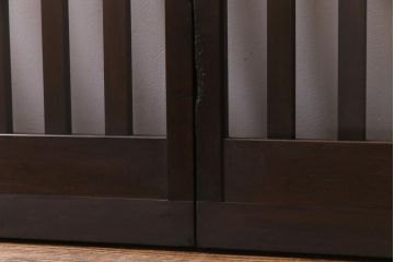 アンティーク建具　和製アンティーク　昭和初期　和モダンスタイルにおすすめのガラス格子戸2枚セット(引き戸、建具)(R-038373)