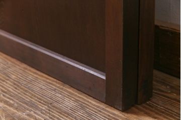 アンティーク建具　和製アンティーク　昭和初期　すりガラス　模様ガラスが目を引く格子ガラス戸2枚セット(引き戸、ガラス帯戸)(R-038374)