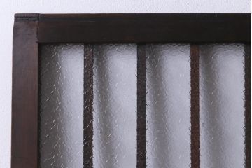 アンティーク建具　和製アンティーク　昭和初期　すりガラス　模様ガラスが目を引く格子ガラス戸2枚セット(引き戸、ガラス帯戸)(R-038374)