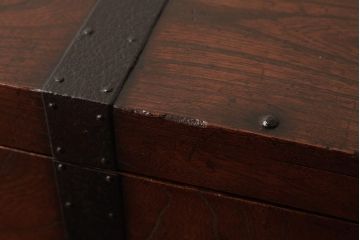 アンティーク家具　古民具・骨董　江戸明治期　ケヤキ材　古い質感が魅力の千両箱(船箪笥、銭函、木箱)(R-038375)