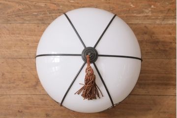 アンティーク照明　昭和初期　雪洞型　菊菱模様が和の雰囲気を高めるペンダントライト(吊り下げ照明)(R-038377)
