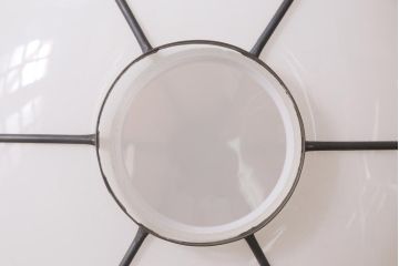 アンティーク照明　昭和初期　雪洞型　菊菱模様が和の雰囲気を高めるペンダントライト(吊り下げ照明)(R-038377)