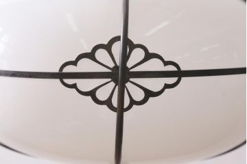 アンティーク照明　タッセル(飾り房)付き　雪洞型　菊菱模様が和の雰囲気を引き立てる天井照明(吊り下げ照明、電笠)(R-038378)