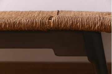 ジャンク品　ビンテージ家具　松本民芸家具　519型長スツール　ラッシベンチ(R-038381)