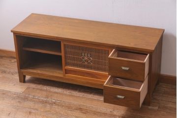ラフジュ工房オリジナル　古建具リメイク　和の風情漂うテレビボード(ローボード、収納棚、戸棚)(R-038382)