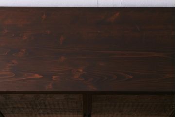 ラフジュ工房オリジナル　古建具リメイク　すりガラス入り　組子模様が風情漂う脚付き戸棚(書院戸、キャビネット、テレビ台、テレビボード)(R-038383)