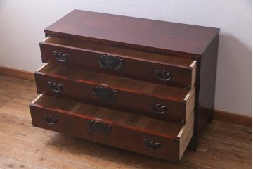 中古　岩谷堂箪笥　脚付きリメイク　天板栗材　堂々とした和の風格漂うチェスト(引き出し、和タンス)(R-038384)