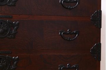 中古　岩谷堂箪笥　脚付きリメイク　天板栗材　堂々とした和の風格漂うチェスト(引き出し、和タンス)(R-038384)