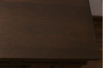 レトロ家具　昭和レトロ　ナラ材　モールガラス入り　ノスタルジックな空間を演出する両袖デスク(両袖机、在宅ワーク、在宅用ワークデスク)(R-038386)