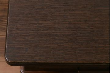 レトロ家具　昭和レトロ　ナラ材　モールガラス入り　ノスタルジックな空間を演出する両袖デスク(両袖机、在宅ワーク、在宅用ワークデスク)(R-038386)