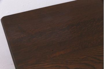 レトロ家具　昭和レトロ　ナラ材　モールガラス入り　ノスタルジックな空間を演出する両袖デスク(両袖机、在宅ワーク、在宅用ワークデスク)(R-038386)