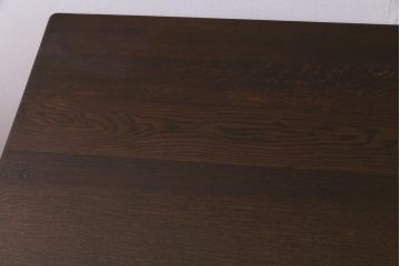 レトロ家具　昭和レトロ　ナラ材　モールガラス入り　ノスタルジックな空間を演出する両袖デスク(両袖机、在宅ワーク、在宅用ワークデスク)(R-038386)