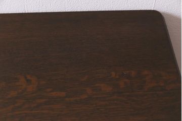 レトロ家具　昭和レトロ　ナラ材　モールガラス入り　ノスタルジックな空間を演出する両袖デスク(両袖机、在宅ワーク、在宅用ワークデスク)(R-038386)
