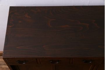 アンティーク家具　和製アンティーク　大正昭和初期　前面ケヤキ材　和の趣ただよう収納箪笥(時代箪笥、帳場箪笥、引き出し)(R-038387)