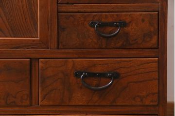 アンティーク家具　和製アンティーク　大正昭和初期　前面ケヤキ材　和の趣ただよう収納箪笥(時代箪笥、帳場箪笥、引き出し)(R-038387)