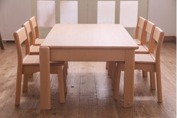 中古　飛騨産業　キツツキ　kids furniture　KF154TB　ビーチ材　キッズスタッキングテーブル(キャスター付きテーブル)(R-038396)