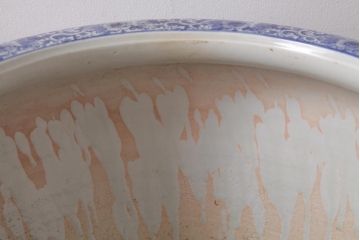 アンティーク雑貨　昭和初期　窓絵　松・山水図　和の風情感じる瀬戸火鉢(R-038409)