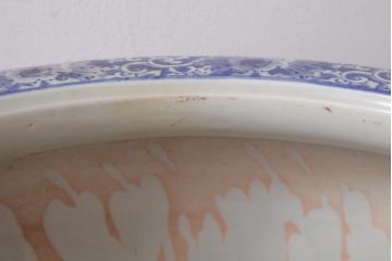 アンティーク雑貨　昭和初期　窓絵　松・山水図　和の風情感じる瀬戸火鉢(R-038409)