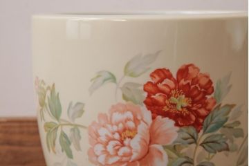 オールドノリタケ・則武(日陶)　鮮やかな牡丹が美しい火鉢瀬戸火鉢(R-038410)