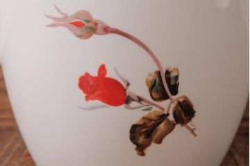 ノリタケ・則武(日陶)　レッドローズ　シックな乳白紅薔薇文火鉢(瀬戸火鉢)(R-038411)