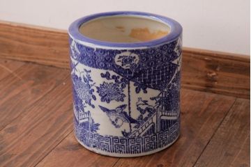 アンティーク雑貨　大正昭和初期　アジアンな雰囲気漂う瀬戸火鉢(R-038413)