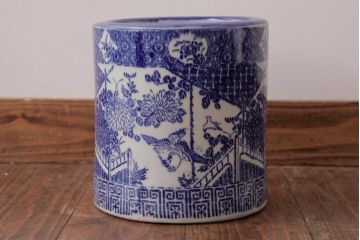 アンティーク雑貨　大正昭和初期　アジアンな雰囲気漂う瀬戸火鉢(R-038413)