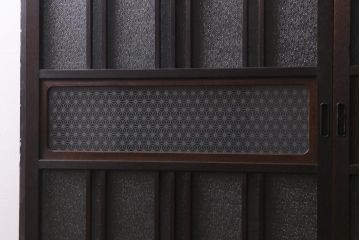 アンティーク建具　ダイヤガラス・当店オリジナルガラス入り　レトロな空間を彩るガラス戸2枚セット(引き戸、建具)(R-038414)