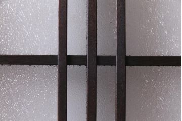 アンティーク建具　ダイヤガラス・当店オリジナルガラス入り　レトロな空間を彩るガラス戸2枚セット(引き戸、建具)(R-038414)