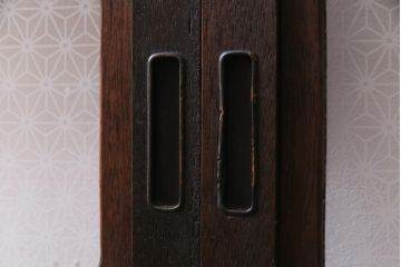 アンティーク建具　ダイヤガラス・当店オリジナルガラス入り　レトロな空間を彩るガラス戸2枚セット(引き戸、建具)(R-038414)