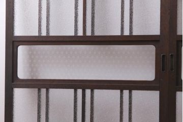 アンティーク建具　ダイヤガラス・当店オリジナルガラス入り　レトロな空間を彩るガラス戸2枚セット(引き戸、建具)(R-038414)