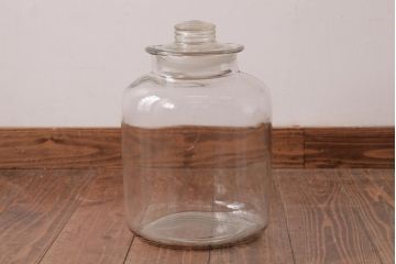 レトロ雑貨　昭和レトロ　蓋付き　おしゃれなディスプレイにおすすめなガラスビン(ガラス瓶、キャニスター)(R-038417)