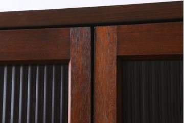 ラフジュ工房オリジナル　古建具リメイク　モールガラス・ダイヤガラスがレトロな雰囲気漂うブックケース(本箱、収納棚、キャビネット)(R-038425)
