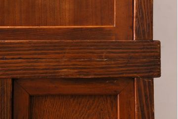 アンティーク家具　和製アンティーク　組子のガラス戸付き　レトロな水屋箪笥(重ね戸棚、収納棚)(R-038430)