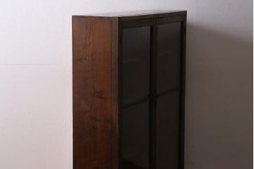 アンティーク家具　昭和初期　三方栗材　味わいのある木味が魅力のレトロな引き出し付き本箱(ブックケース、収納棚)(R-038431)