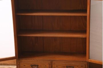 アンティーク家具　昭和初期　三方栓材　ユニークなデザインが魅力の本箱(ブックケース、収納棚)(R-038433)