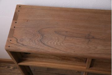 アンティーク家具　大正昭和初期　ストリップド(剥離)　三方ケヤキ材　上手物!黒柿が目を引く凝った造りの茶箪笥(収納棚、戸棚)(R-038434)